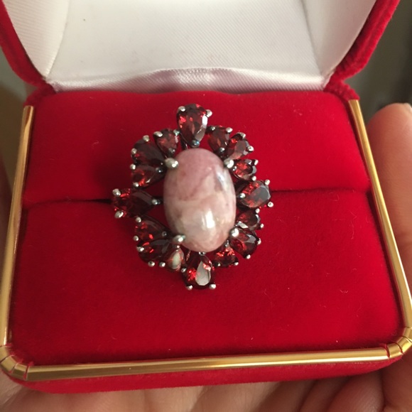 Garnet rhodochrosite sterling silver ring - Picture 3 of 11